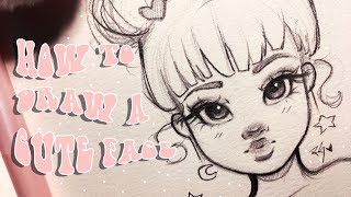 ♡ HOW TO DRAW A CUTE FACE ♡ Step by Step with Christina Lorre [upl. by Gertrude]