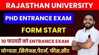 RAJASTHAN UNIVERSITY PHD FORM 2024  RU PHD ADMISSION ELIGIBILITY FEES SYLLABUS PATTERN SEATS [upl. by Yrrok118]