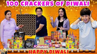 100 CRACKERS OF DIWALI  Diwali celebration with Family  Diwali Pathake  Aayu and Pihu Show [upl. by Ahsenik]