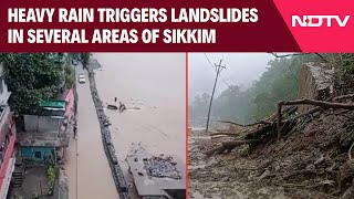 Sikkim Rain News  Heavy Rain Triggers Multiple Landslides In Sikkim IMD Issues Red Alert [upl. by Anaujik]