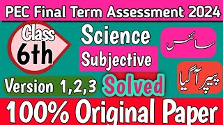 Class 6th Science PEC Final Term School Base Assessment 2024  SBA Final Term Exam 2024pecexam [upl. by Bernard312]