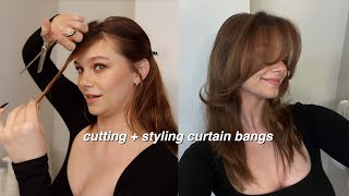 how i cut and style my curtain bangs [upl. by Pages22]