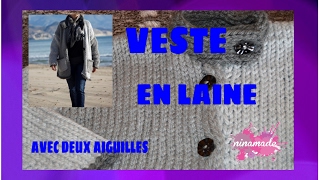 DIY Veste En Laine Avec Deux AiguillesWoolen Jacket With Two Needles [upl. by Publea286]