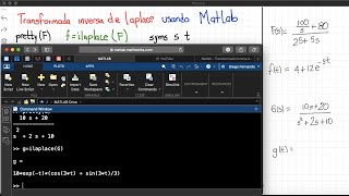 Transformada inversa de Laplace usando MatLab “filaplace F [upl. by Raskin]