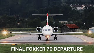 LAST AUSTRIAN AIRLINES FOKKER 70 DEPARTURE FROM INNSBRUCK [upl. by Judye523]