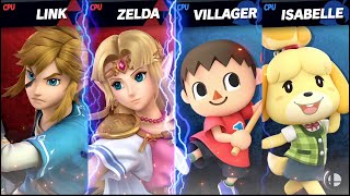 SSBU  Team Battle  Triforce HeroesLinkZelda vs Real EstatersVillagerIsabelle [upl. by Nessej]