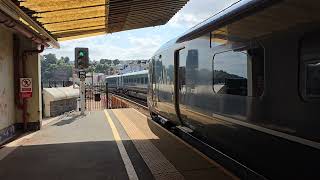 Two GWR 800s pass in Dawlish Station 3 August 2024 [upl. by Suirtemid869]