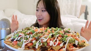 ASMR Loaded Carne Asada Nachos  Ramble  Mukbang [upl. by Llekcor904]