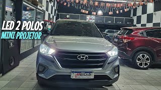 Hyundai Creta 2023 Lâmpada Mini Projetor  Led 2 Polos DRL  Seta  Adesivo Fumê Faróis [upl. by Aid849]