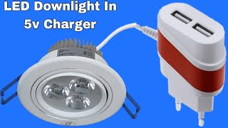 How Repair LED ceiling Light With Mobile Charger  LED Downlight Repair Mobile Charger [upl. by Enelaehs]