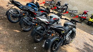 Finally 24 Wali Bajaj Pulsar NS400 VS NS200 VS Pulsar NS160 VS NS125😱Comparison💪Which one Best Bike [upl. by Ettellocin]