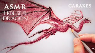 ASMR Drawing Caraxes  House of the Dragon  1 hour [upl. by Stochmal451]