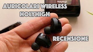 Recensione auricolari wireless HolyHigh con BT 50 controllo del volume e suono top [upl. by Airetak]