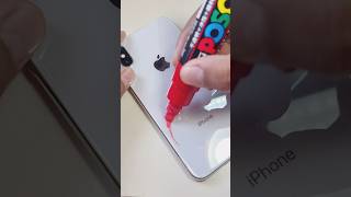 Pintando en iphone de cristal con plumones POSCA😭SALE MAL🫣 fyp posca shorts painting apple [upl. by Fayette]