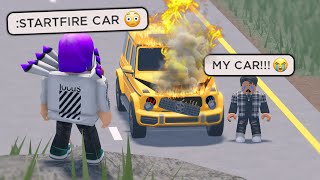 I SET FIRE TO HIS CAR WITHOUT HIM KNOWING Roblox [upl. by Steffi67]