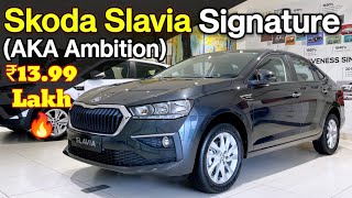 Skoda Slavia MId variant Signature Ambition All Details with Price Features Safety amp More [upl. by Ayokahs119]