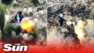 Ukrainian troops fire precision strikes at Russians in footage before Kherson retreat [upl. by Hacissej]