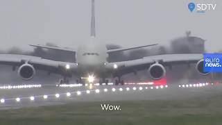 Spektakuläre Landung A380Piloten für Manöver in Sturm Dennis gefeiert Video [upl. by Gaynor]