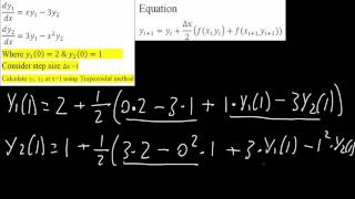 Trapezoidal Method—System of ODE with initial values example [upl. by Ahsinahs873]