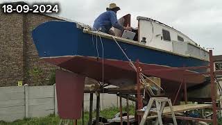 Episode 39 Eventide vintage wooden yacht restoration  Adding top coat paint  18 September 2024 [upl. by Ruamaj276]