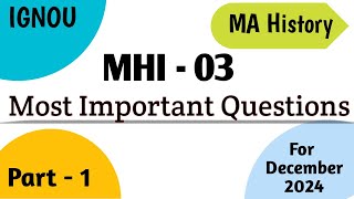 mhi 03 ignou important questions 2024  MA History IGNOU  MHI03 Historiography [upl. by Natsirk]