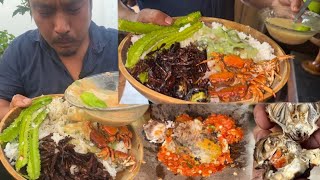 Best crab soup recipe in Naga style  crispy fried grasshoppers  Naga foods [upl. by Analra]