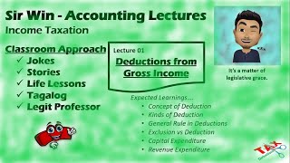 Lecture 01 Deductions from Gross Income Income Taxation [upl. by Adnertal625]