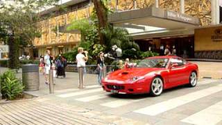 Ferrari 575M Maranello Startup and Leave Hilton Hotel Loudly [upl. by Retsof]