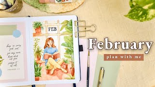 February 2024 Bullet Journal Setup • PLAN WITH ME 🪴 Cozy Botanical  Plant Monthly BuJo Theme [upl. by Ag]