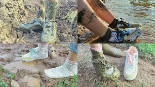 Macaron colored sneakers and white socks on mud59Full video 27min 04sec [upl. by Maier]