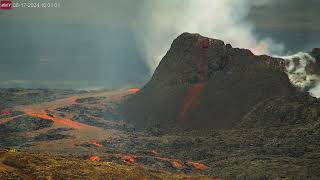 Jun 17 2024 People Visiting Iceland Volcano Provide Size Perspective [upl. by Ylehsa]