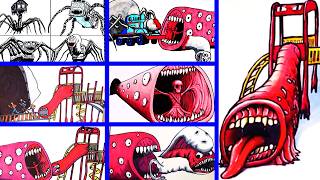 ALL 😈 Eater Monsters I drew this year Train Eater Extra Slide Thomas the Spider House Head art [upl. by Petromilli]