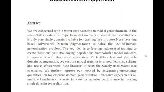 Out of Domain Generalization From a Single Source An Uncertainty Quantification Approach [upl. by Nirrep]