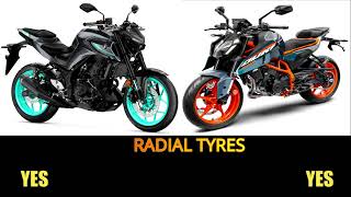 KTM Duke 390 VS Yamaha MT03 specs top speed features mt03 ktm390duke yamahamt03 ktm390 [upl. by Barrada]