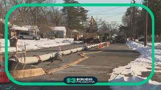 Crews working around the clock to repair sinkhole on Leon Avenue in Delran NJ [upl. by Wolff180]