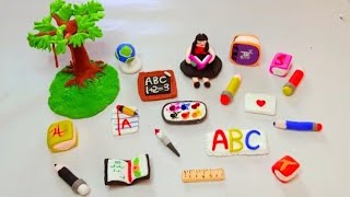 How to Make Polymer Clay Miniature Stationery  DIY Easy Polymer School Supplies [upl. by Ecydnac483]