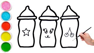 Drawing Baby Bottles for kids  Fun and Easy Tutorial  Easy baby bottle drawing [upl. by Sedecrem]