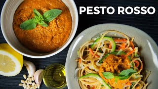 PESTO ROSSO FÁCIL  CON IDEA DE PLATO DE PASTA SALUDABLE [upl. by Lyon822]