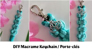 DIY Macrame Keychain tutorial Easy 1 ENFR Tuto porteclés en macramé facile [upl. by Veal]