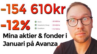 Mina aktier amp fonder 154 610 kr 12 på Avanza i Januari [upl. by Odlawso]