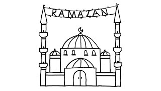 Çok Kolay Cami Çizimi  Hoşgeldin Ramazan 🕌 Ramazan Resmi Çizimi  Adım Adım Cami Nasıl Çizilir [upl. by Triplett206]