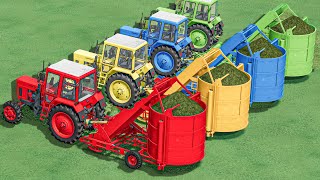 Work OF Colors  GRASS WORK with GIANT TRAILER with Mini Tractors  Farming Simulator 22 [upl. by Mitzi]