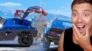 Reacting To SPIDERMAN CRASHES Ragdoll in GTA 5 [upl. by Hsizan]