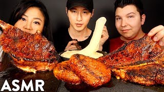 ASMR STEAKS amp STRETCHY CHEESE with HYUNEE amp NIKOCADO Tomahawk Filet Mignon Porterhouse MUKBANG [upl. by Ariadne]