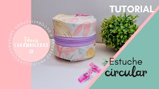 TUTORIALDIY Cómo hacer un estuche circular con cierre  fácil y con retazos  patrones gratis [upl. by Natlus]