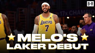 Carmelo Anthony Makes His Lakers Debut vs Warriors [upl. by Joselow637]