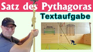 Satz des Pythagoras  Textaufgaben – Kletterseil [upl. by Nnaitsirk382]