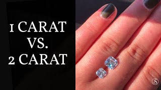 1 vs 2 carat Diamond Size Comparison  Asscher Cut Diamonds [upl. by Mllly821]