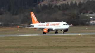 100th Easy Jet Airbus GEZBR takeoff Innsbruck [upl. by Urbannal734]