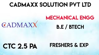 Cadmaxx Solution Freshers Jobs  Mechanical Engg Freshers jobs  Large no of vacancies [upl. by Roter159]